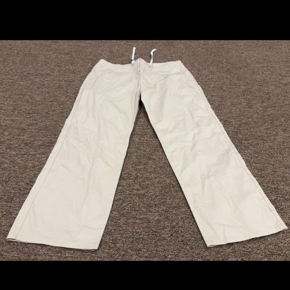 EUC Express Jeans Ladies Bottoms pants Stretch 5/6 Cream Chinos tie waist